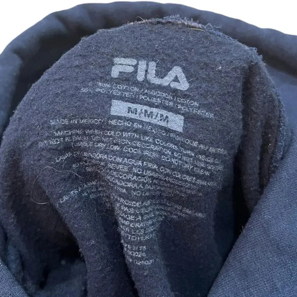 FILA Navy Cropped Raw Hem Hoodie M - Picture 4 of 4
